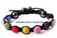 Pulsera de macrame con   bolas rhinstone multicolor